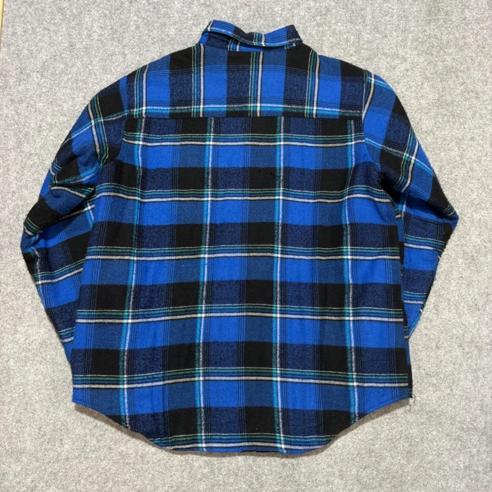 Appalachian Trail Blue Plaid Quilted Flannel Shirt Jacket Mens Large L Heavy